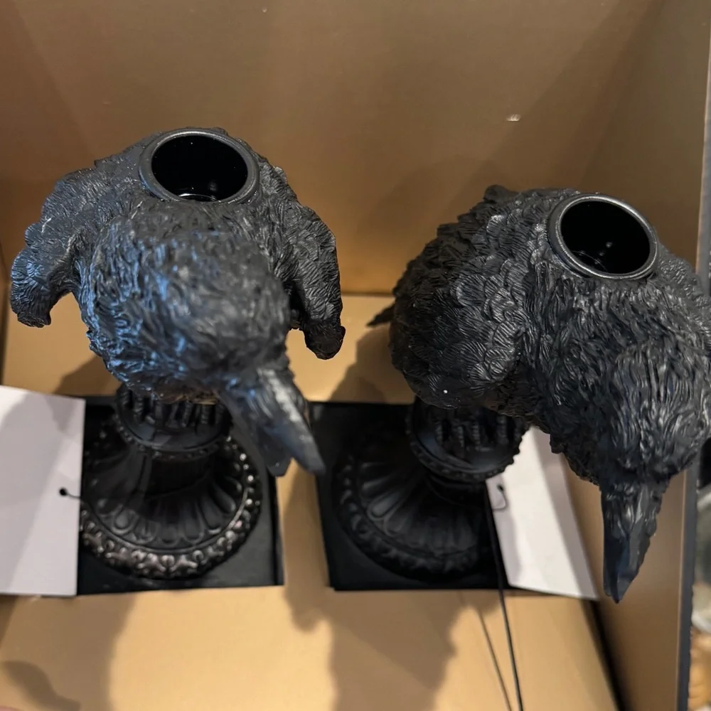 Crow taper Candle Holders pair - Picture 5 of 16